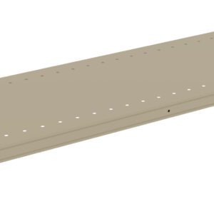 A beige, rectangular shelf panel with multiple small holes along its surface and edges. The panel has metal brackets on each corner for mounting or installation. The design is simple and utilitarian.