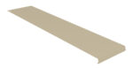 A beige, elongated, flat metal strip, viewed from an angle. The strip has a slight bend at one end and a small hole near the opposite end.