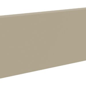 A rectangular, beige metal panel with two holes on the left edge and a slightly notched top edge, viewed against a white background.