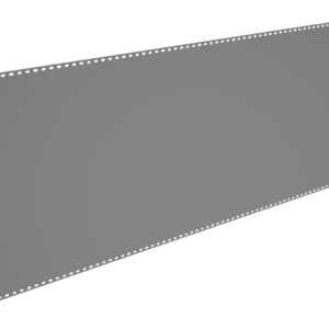 A long, blank gray sheet of continuous printer paper with perforated edges on both sides, commonly used in dot matrix printers. The sheet is slightly tilted and appears to extend into the distance.