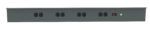A gray power strip with eight black outlets evenly spaced across the front. There is a red on/off switch and a small LED indicator light on the right side. The background is plain white.