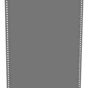 A large gray rectangular metal panel with perforated edges on both sides, possibly for mounting in a rack or as part of a shelving unit.