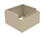 A 3D rendering of a simple, open-topped, beige, square container with four sides. The container has a minimalist design and is displayed on a white background.
