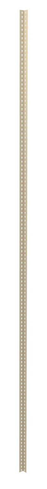 A tall, slender beige metal strip with two rows of evenly spaced small holes running vertically throughout its length. The strip is depicted against a white background.