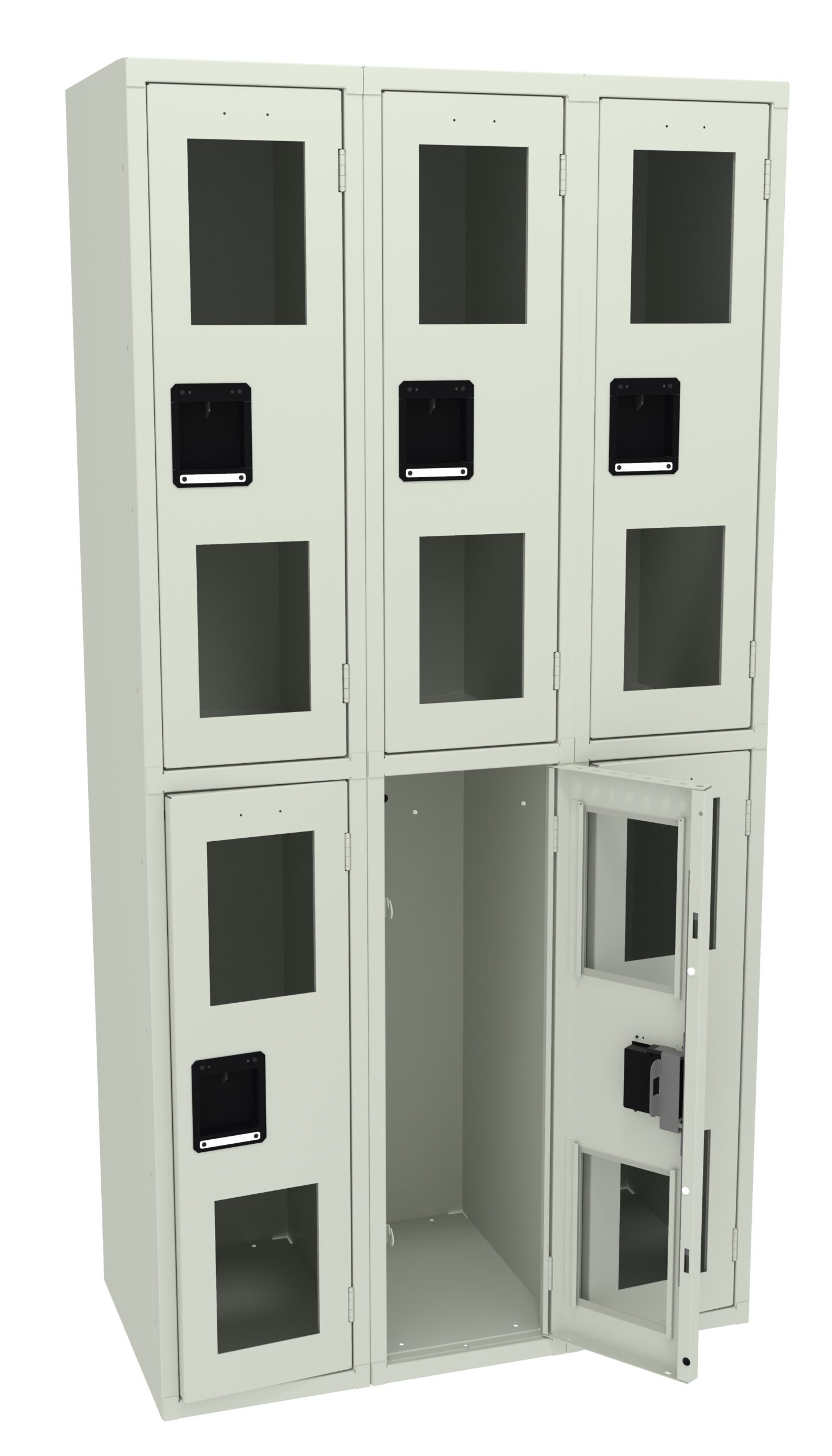 36" W x 18" D One-Wide Assembled Double Tier C-Thru Locker Without Legs Light Grey