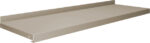 A rectangular, beige metal shelf with raised edges on three sides. The shelf appears to be designed for storage or display purposes. Its shown at a slight angle, emphasizing its depth and smooth finish against a plain background.