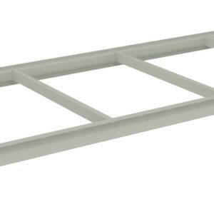 Image of a light gray metal cable tray with four horizontal rungs, designed for supporting electrical cables. It is rectangular and open, with a simple and functional design.