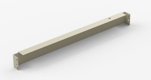 goqabdvgzdwdtiqgrzis.jpg A long, rectangular metal bar with holes at each end, positioned diagonally against a plain white background. The bar is light-colored and appears sturdy, designed for construction or structural support.