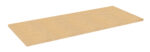 A flat, rectangular wooden plank with a light brown finish, displayed at an angle against a white background.