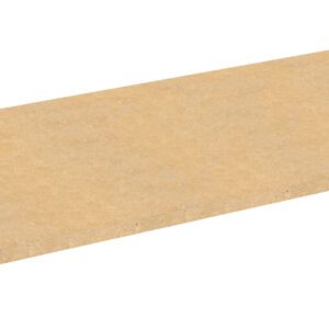 A flat, rectangular wooden plank with a light brown finish, displayed at an angle against a white background.