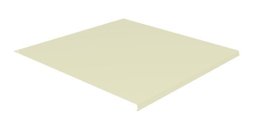 A beige rectangular sheet with thin edges, slightly elevated on one side. The surface appears smooth, and a small hole is visible on one corner against a white background.