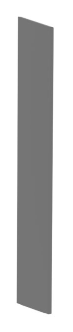 A tall, narrow, rectangular gray plank standing on a white background. Its surface appears smooth, with sharp, clean edges.