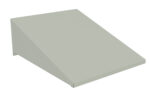 A right triangular prism with a rectangular base, featuring a light gray, smooth surface. The shape appears minimalist and geometric, with clean edges and a uniform color.
