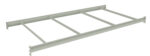 Metal bed frame with a rectangular shape and four horizontal support beams. The frame is light gray, with a minimalistic design, and is viewed from a slightly elevated angle on a white background.