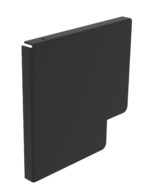 A sleek, dark gray card holder with a minimalist design. The holder has a slightly angled edge and a thin opening on the top, suitable for holding cards or similar items.