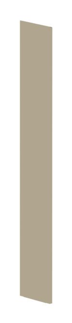 A tall, thin, rectangular beige panel stands upright against a plain white background. Its smooth surface appears uniform in color and texture.