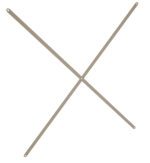 A thin, metallic, symmetrical X-shaped coat rack with sleek lines. Each arm has a circular hole at the end, creating a minimalist and modern appearance. The background is plain white, emphasizing the simplicity of the design.