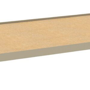 A beige rectangular shelf with a flat surface and metal edge supports, designed for use in storage or shelving units. The simple design features a smooth top and holes for secure attachment.