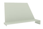 A minimalist, light green wall shelf with an angular design. It features a flat horizontal surface supported by a vertical back panel, creating a simple and modern appearance.
