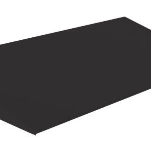 A black, rectangular, trapezoidal object resembling a ramp or wedge is shown against a plain white background.