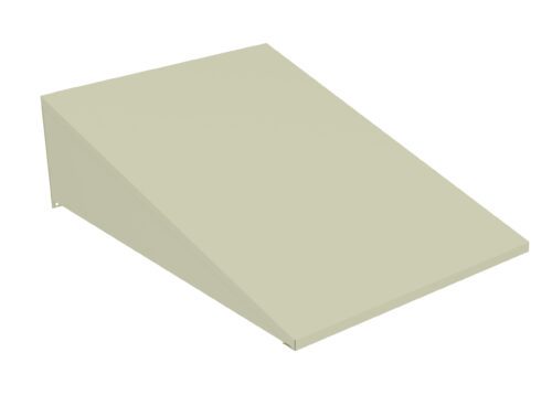 A 3D illustration of a beige wedge-shaped prism with a rectangular base, shown on a plain white background.