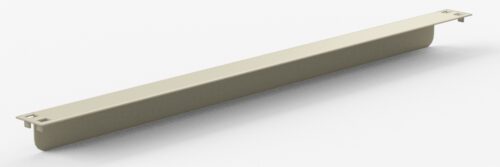 A long, beige plastic channel cover with end clips, designed for organizing and concealing cables. It has a flat top and a curved bottom, resting on a white background.
