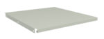 A flat, rectangular metal panel with a light gray finish, featuring a simple design. The panel has a slightly raised edge on one side and small holes on the adjacent sides, suggesting it may be used for construction or assembly purposes.
