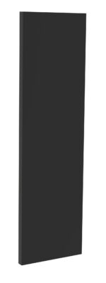 A tall, rectangular black acoustic panel, shown from a slightly angled side view, set against a white background.