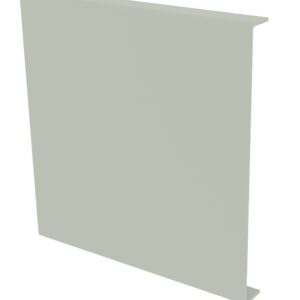 A gray metal edge trim with a right-angled, L-shaped profile. The trim has a smooth surface and is used for finishing and protecting the edges of various surfaces. It is positioned against a plain white background.
