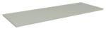 Rectangular metal shelf in light gray color, photographed at an angle against a plain white background. The shelf appears flat and smooth, with defined edges.