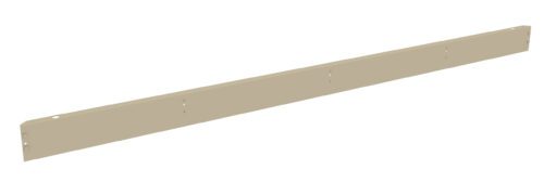 A long, beige, rectangular metal bracket with evenly spaced holes along its surface. The bracket is set against a plain white background.