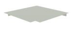 A flat, light gray square with a notch on one side, resembling a thin sheet or card, is shown against a white background.