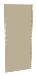 A beige rectangular metal shelf panel with perforated edges, designed for adjustable shelving systems. There are evenly spaced holes along the sides for mounting and customization.