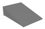 3D rendering of a gray, rectangular geometric shape with a sloping top, resembling a wedge or ramp. The shape has sharp edges and is set against a plain white background.