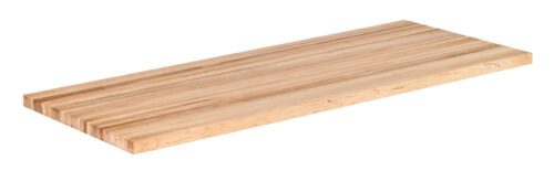 A rectangular wooden plank with a natural finish and visible wood grain is displayed on a plain white background.