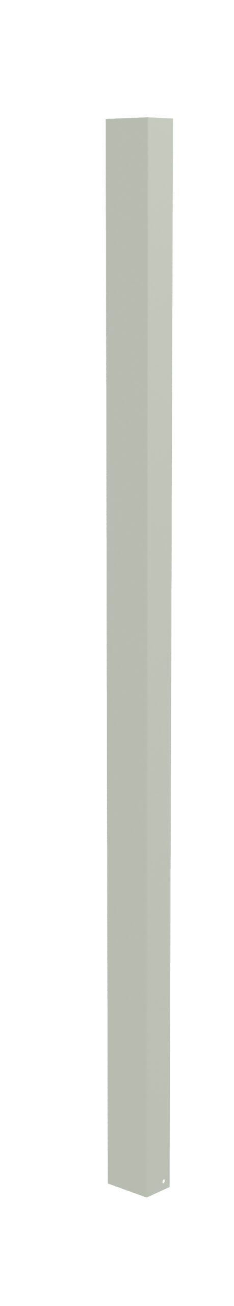 hq17iux2l0dams0ersho.jpg A tall, slender, rectangular post with a light gray surface stands against a plain white background.