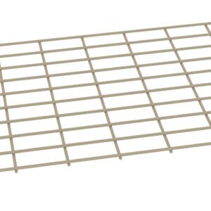 A rectangular grid made of beige metal bars, creating a series of evenly spaced squares. The grid is positioned horizontally on a white background.