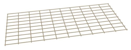 A rectangular grid made of beige metal bars, creating a series of evenly spaced squares. The grid is positioned horizontally on a white background.