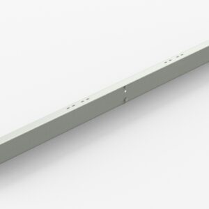 A long, thin metal bar with multiple holes along its length, shown on a plain white background. The bar is angled slightly, revealing its rectangular shape and flat surface.
