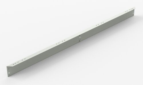 A long, thin metal bar with multiple holes along its length, shown on a plain white background. The bar is angled slightly, revealing its rectangular shape and flat surface.