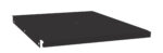 A black, rectangular metallic panel with smooth surfaces and a few holes on the side and center. The panel appears to have a slight elevation from the surface it rests on.