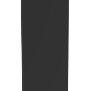 A tall, rectangular, flat black panel standing upright against a white background. The panels surface appears smooth and featureless, with its edges sharply defined.