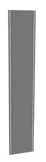 A tall, gray, blank film strip with perforations along both edges is vertically aligned against a white background.