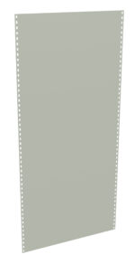 A single sheet of gray-green punched paper card with perforations along its long edges. It is oriented vertically against a plain white background.