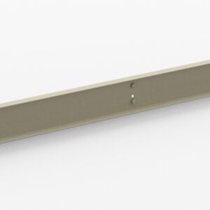 A long, thin, beige metal bracket with two rounded holes near the center and small holes at each end against a plain white background.
