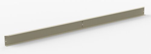 A long, thin, beige metal bracket with two rounded holes near the center and small holes at each end against a plain white background.