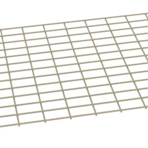 A beige rectangular wire grid laid flat against a white background. The grid is composed of evenly spaced horizontal and vertical lines, forming a pattern of square openings.