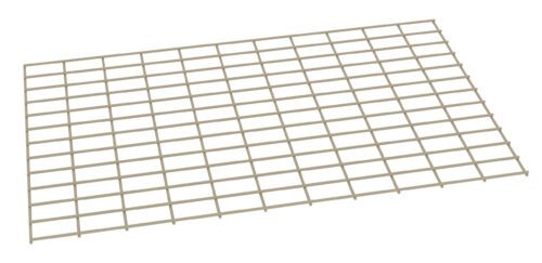 A beige rectangular wire grid laid flat against a white background. The grid is composed of evenly spaced horizontal and vertical lines, forming a pattern of square openings.