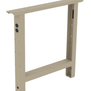 A light beige, metal rectangular frame with a crossbar at the top and two vertical legs. The structure has drilled holes on its surface for assembly purposes and features black round details. It stands on a plain white background.