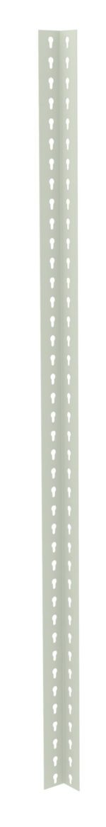 A vertical, light green metal corner bead with small evenly spaced holes along its length. It is designed for use in drywall construction to create smooth and reinforced corners.